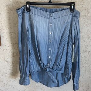 NWT Tribal. Jeans Off the Shoulder Tie Front Top